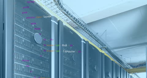 Digital Data Code Flow Over Computer Servers