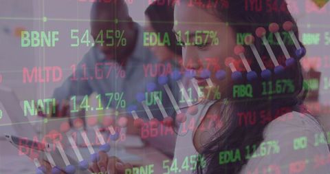 DNA Helix and Business Data Analysis Concept