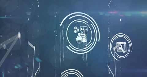 Futuristic Digital Icons Over Abstract Blue Background - Download Free Stock Images Pikwizard.com