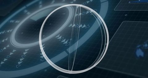 Futuristic hud featuring wireframe sphere and interface elements