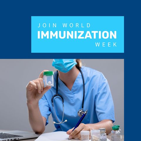 Healthcare Professional Promoting World Immunization Week Campaign - Download Free Stock Templates Pikwizard.com