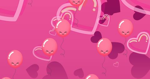 Cute Red Balloons and Hearts on Pink Background for Love Concept - Download Free Stock Images Pikwizard.com