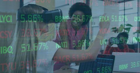 Diverse Team Collaborating in Virtual Reality Start-Up Office