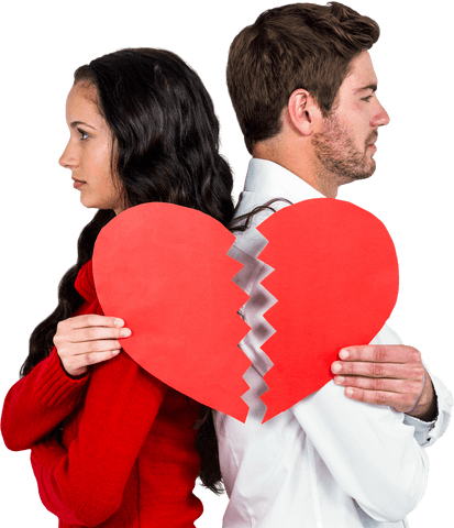 transparent couple holding split heart half signifying breakup - Download Free Stock Videos Pikwizard.com