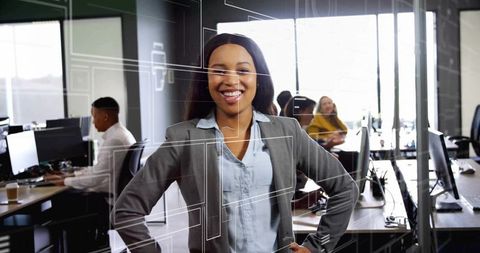 Confident Female Leader in Modern Corporate Office Environment