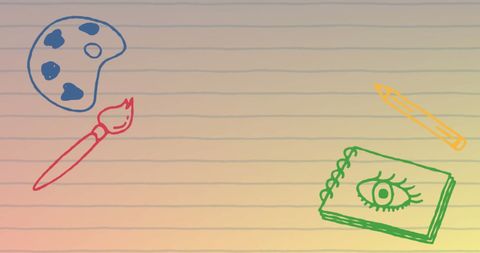 Creative School Concept Icons on Lined Paper Background