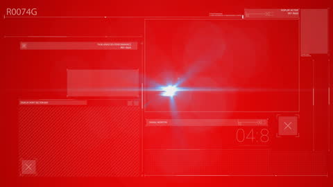 Futuristic Digital Data Interface on Red Background