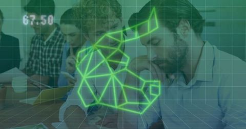 Innovative Teamwork with Digital Technology and Data Analysis Display