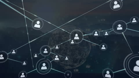 Dynamic Global Network Connections Over Serene Landscape