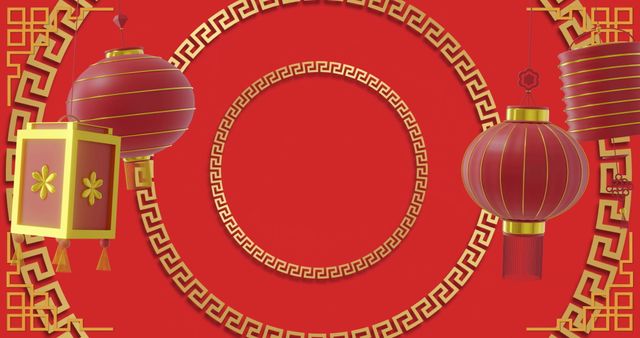 Traditional Chinese Lanterns on Festive Red Background - Download Free Stock Images Pikwizard.com