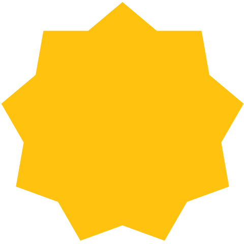 Yellow star shape on transparent background vector design