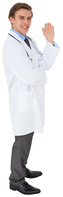 Transparent Image of Smiling Male Doctor Touching Screen - Download Free Stock Videos Pikwizard.com