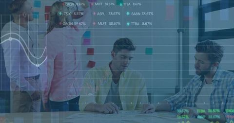 Business Team Collaborating with Financial Analysis