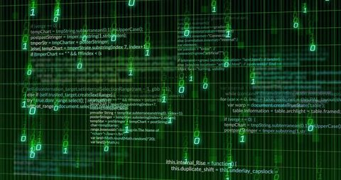 Futuristic Digital Code Matrix with Hexadecimal Overlays