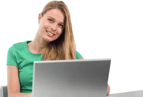 Happy Caucasian Woman Using Laptop on Transparent Background - Download Free Stock Videos Pikwizard.com