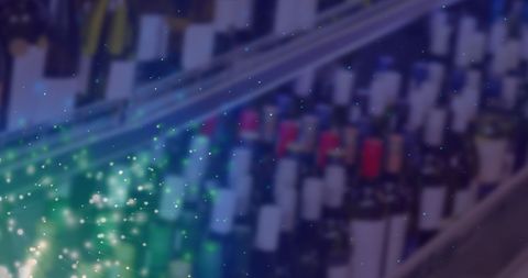 Abstract Blur of Wine Shop with Bright Digital Overlay