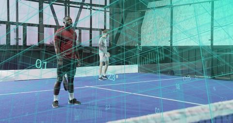 Athlete training with augmented reality court analytics on indoor sports court