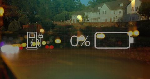 Electric vehicle charging alert in suburban neighborhood