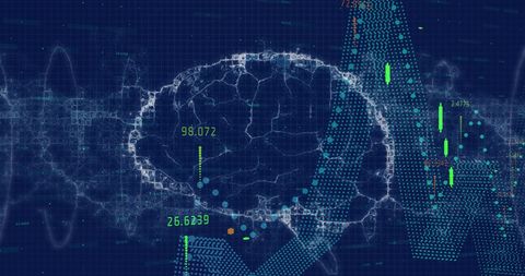 Rotating Brain with Futuristic Data Interface Graphics - Download Free Stock Images Pikwizard.com