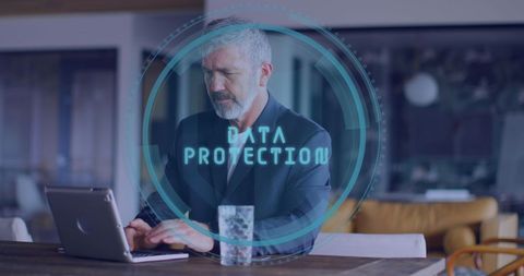 Mature Businessman Focusing on Data Protection Concept - Download Free Stock Images Pikwizard.com