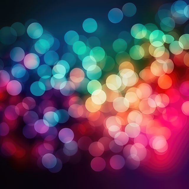 Red, blue, green and orange glowing bokeh lights at night, created using generative ai technology. Atmospheric nighttime bokeh lights background, digitally generated image.