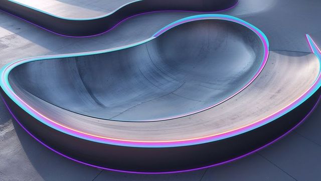 Futuristic Urban Skatepark with Neon Trimmed Bowl Design