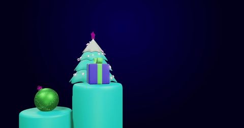 festive digital christmas tree with gift on dark background - Download Free Stock Images Pikwizard.com