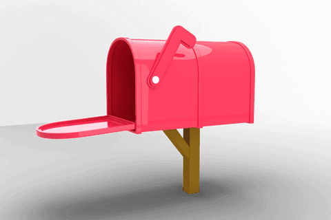Pink mailbox illustration on transparent background for messaging concepts