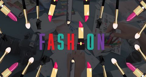 Vibrant fashion text over artistic background