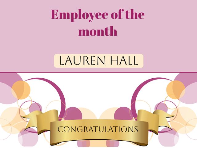 Employee of the Month Certificate with Elegant Pink and Gold Design - Download Free Stock Templates Pikwizard.com