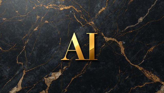 Gold ai monogram reflecting on black marble featuring luxurious gold veins