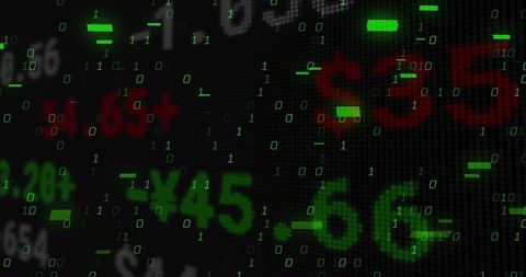 Dynamic binary digits with stock market display