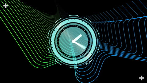 Futuristic Animated Clock with Geometric Patterns