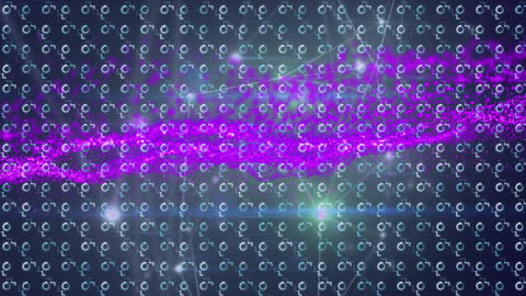 Digital Loading Circles with Purple Streams and Data Grid