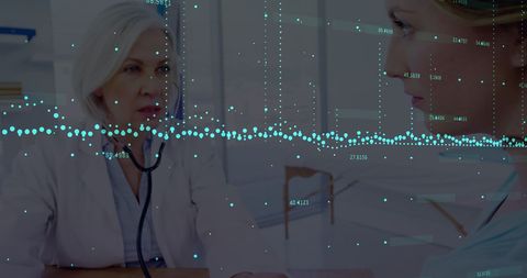 Digital Data Overlays Female Doctor Consulting Patient - Download Free Stock Images Pikwizard.com