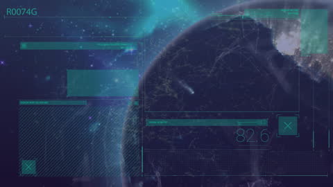 Futuristic Data Interface on Rotating Globe