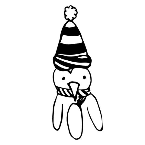 Stylish penguin in winter hat and scarf with transparent background