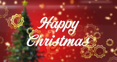 Festive Merry Christmas Greeting on Starry Red Background - Download Free Stock Images Pikwizard.com