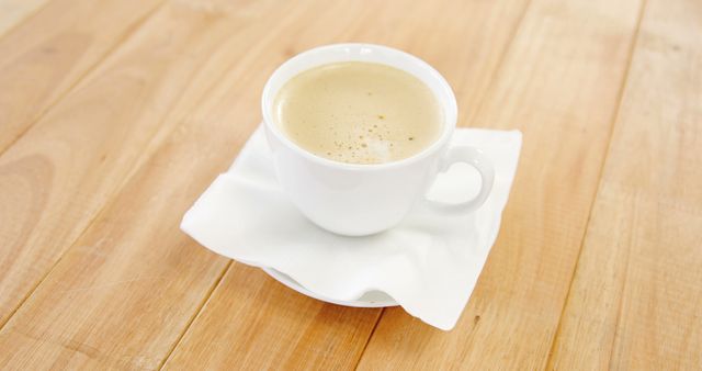 Cup of Hot Coffee on Wooden Table - Download Free Stock Images Pikwizard.com