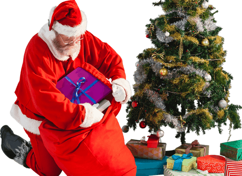 santa claus and christmas tree transparent background - Download Free Stock Videos Pikwizard.com