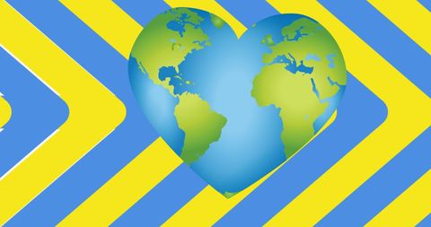 Heart Shaped Earth Overlapping Ukrainian Flag Design - Download Free Stock Images Pikwizard.com