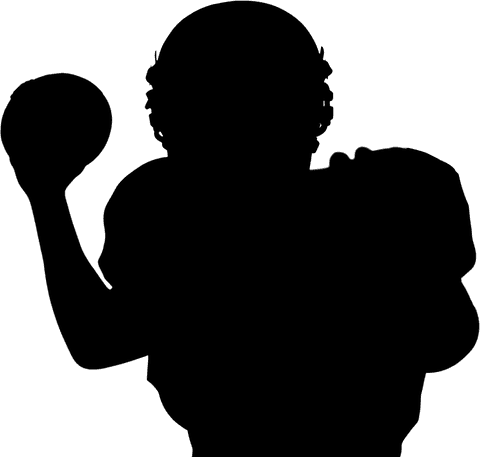 Black silhouette of football player on transparent background