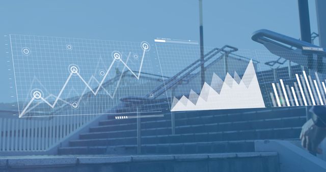 Abstract Digital Graphs Overlay on Urban Staircase Background - Download Free Stock Images Pikwizard.com