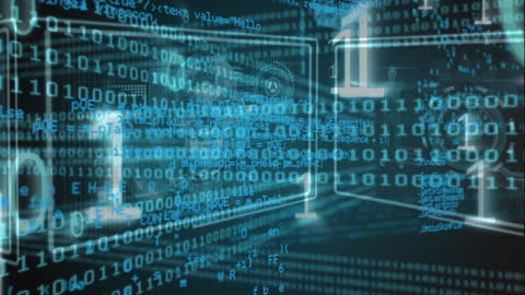 Futuristic Binary Code with Digital Interface Technology Background