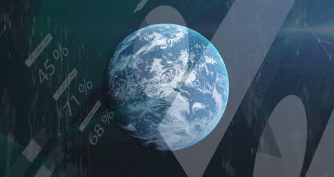 Digital Earth Globe with Overlay of Analytics Graphics