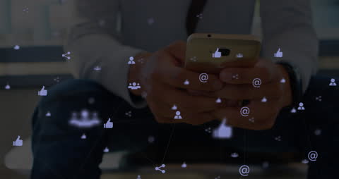 Businessman Using Smartphone with Connected Icon Animation