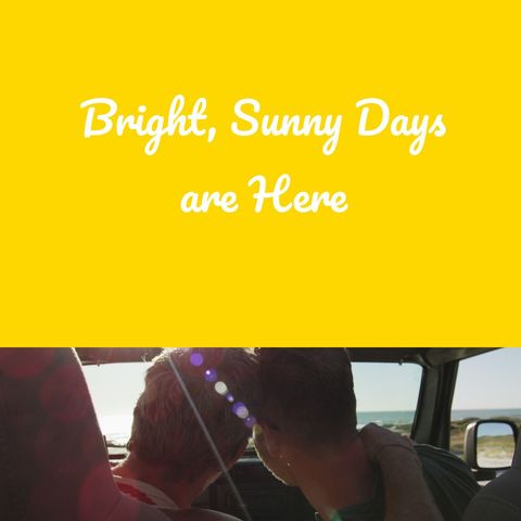 Romantic getaway: couple enjoying bright sunny beach day