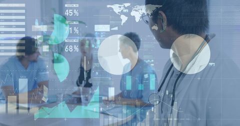Asian Doctor Analyzing Medical Data with Digital Interface Overlay - Download Free Stock Images Pikwizard.com