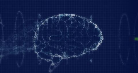 Digital Brain Graphic with Pulsating Lights on Black Background - Download Free Stock Images Pikwizard.com
