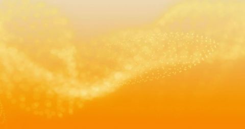Golden Particle Wave Over Vibrant Orange Gradient, Luminous Abstract Sparkles and Bokeh Glow